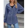 imageSHEWIN Womens Shacket Casual Fall Jackets Hooded Loose Long Sleeve Tops Button Down CoatBlue