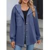 imageSHEWIN Womens Shacket Casual Fall Jackets Hooded Loose Long Sleeve Tops Button Down CoatBlue