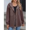 imageSHEWIN Womens Shacket Casual Fall Jackets Hooded Loose Long Sleeve Tops Button Down CoatChestnut