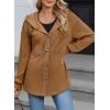 imageSHEWIN Womens Shacket Casual Fall Jackets Hooded Loose Long Sleeve Tops Button Down CoatCinnamon