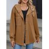 imageSHEWIN Womens Shacket Casual Fall Jackets Hooded Loose Long Sleeve Tops Button Down CoatCinnamon