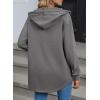 imageSHEWIN Womens Shacket Casual Fall Jackets Hooded Loose Long Sleeve Tops Button Down CoatDark Grey