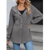 imageSHEWIN Womens Shacket Casual Fall Jackets Hooded Loose Long Sleeve Tops Button Down CoatDark Grey