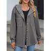 imageSHEWIN Womens Shacket Casual Fall Jackets Hooded Loose Long Sleeve Tops Button Down CoatDark Grey