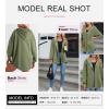 imageSHEWIN Womens Shacket Casual Fall Jackets Hooded Loose Long Sleeve Tops Button Down CoatGreen