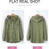 imageSHEWIN Womens Shacket Casual Fall Jackets Hooded Loose Long Sleeve Tops Button Down CoatGreen