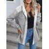 imageSHEWIN Womens Shacket Casual Fall Jackets Hooded Loose Long Sleeve Tops Button Down CoatGrey