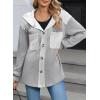 imageSHEWIN Womens Shacket Casual Fall Jackets Hooded Loose Long Sleeve Tops Button Down CoatGrey