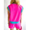 imageSHEWIN Womens Two Piece Lounge Sets Casual Short Sleeve Pullover Tops Matching Shorts Loungewear Tracksuit SetB Hot Pink