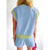 imageSHEWIN Womens Two Piece Lounge Sets Casual Short Sleeve Pullover Tops Matching Shorts Loungewear Tracksuit SetB Sky Blue