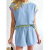 imageSHEWIN Womens Two Piece Lounge Sets Casual Short Sleeve Pullover Tops Matching Shorts Loungewear Tracksuit SetB Sky Blue