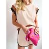 imageSHEWIN Womens Two Piece Lounge Sets Casual Short Sleeve Pullover Tops Matching Shorts Loungewear Tracksuit SetD Beige