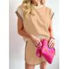 imageSHEWIN Womens Two Piece Lounge Sets Casual Short Sleeve Pullover Tops Matching Shorts Loungewear Tracksuit SetD Khaki