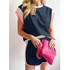 imageSHEWIN Womens Two Piece Lounge Sets Casual Short Sleeve Pullover Tops Matching Shorts Loungewear Tracksuit SetD Navy Blue