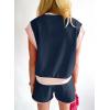 imageSHEWIN Womens Two Piece Lounge Sets Casual Short Sleeve Pullover Tops Matching Shorts Loungewear Tracksuit SetD Navy Blue