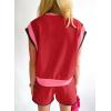 imageSHEWIN Womens Two Piece Lounge Sets Casual Short Sleeve Pullover Tops Matching Shorts Loungewear Tracksuit SetD Red