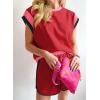 imageSHEWIN Womens Two Piece Lounge Sets Casual Short Sleeve Pullover Tops Matching Shorts Loungewear Tracksuit SetD Red
