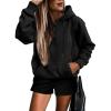 imageSHEWIN Women 2 Piece Outfits Sweatsuit Lounge Sets Oversized Hoodie Sweatshirt Shorts Tracksuit SetB Black