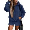 imageSHEWIN Women 2 Piece Outfits Sweatsuit Lounge Sets Oversized Hoodie Sweatshirt Shorts Tracksuit SetB Navy Blue