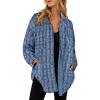 imageSHEWIN Women 2024 Long Sleeve Button Down Shackets Fashion Plaid Pocket Shirts JacketAshleigh Blue