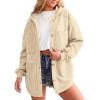 imageSHEWIN Womens Shacket Casual Fall Jackets Hooded Loose Long Sleeve Tops Button Down CoatApricot