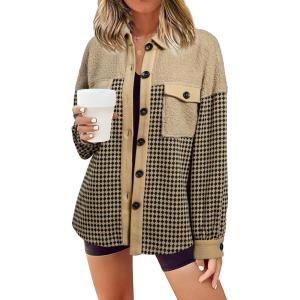 imageSHEWIN Shackets for Women 2024 Casual Long Sleeve Tops Button Down Plaid Fall JacketsA1tan