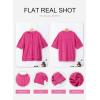 imageSHEWIN Loose Casual Henley V Neck Oversized TShirts for Women Short Sleeve Oversized Sweatshirt for Women A Rose Red Medium