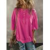 imageSHEWIN Loose Casual Henley V Neck Oversized TShirts for Women Short Sleeve Oversized Sweatshirt for Women A Rose Red Medium