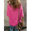 imageSHEWIN Loose Casual Henley V Neck Oversized TShirts for Women Short Sleeve Oversized Sweatshirt for Women A Rose Red Medium