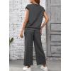 imageSHEWIN Womens 2 Piece Lounge Sets Casual Cap Sleeve Pullover Tops and Drawstring Wide Leg Pants Tracksuit SetsDark Grey