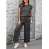 imageSHEWIN Womens 2 Piece Lounge Sets Casual Cap Sleeve Pullover Tops and Drawstring Wide Leg Pants Tracksuit SetsDark Grey