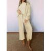 imageSHEWIN Womens 2 Piece Outfits Sweatsuit Casual Long Sleeve Pullover Tops and Drawstring Wide Leg Pants Lounge SetsB Apricot