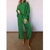imageSHEWIN Womens 2 Piece Outfits Sweatsuit Casual Long Sleeve Pullover Tops and Drawstring Wide Leg Pants Lounge SetsB Dark Green