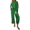 imageSHEWIN Womens 2 Piece Outfits Sweatsuit Casual Long Sleeve Pullover Tops and Drawstring Wide Leg Pants Lounge SetsB Dark Green