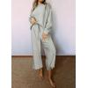 imageSHEWIN Womens 2 Piece Outfits Sweatsuit Casual Long Sleeve Pullover Tops and Drawstring Wide Leg Pants Lounge SetsB Grey