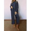 imageSHEWIN Womens 2 Piece Outfits Sweatsuit Casual Long Sleeve Pullover Tops and Drawstring Wide Leg Pants Lounge SetsB Navy Blue