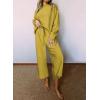 imageSHEWIN Womens 2 Piece Outfits Sweatsuit Casual Long Sleeve Pullover Tops and Drawstring Wide Leg Pants Lounge SetsB Yellow