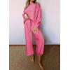 imageSHEWIN Womens 2 Piece Outfits Sweatsuit Casual Long Sleeve Pullover Tops and Drawstring Wide Leg Pants Lounge SetsC Hot Pink