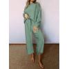 imageSHEWIN Womens 2 Piece Outfits Sweatsuit Casual Long Sleeve Pullover Tops and Drawstring Wide Leg Pants Lounge SetsC Light Green