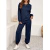 imageSHEWIN Womens 2 Piece Sweatsuits Set Long Sleeve Oversized Sweatshirt Sweatpants With PocketsBlue