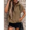 imageSHEWIN Womens Casual Hoodies Short Sleeve Solid Lightweight Pullover Tops Loose Sweatshirt with Pocket