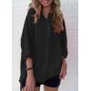 imageSHEWIN Womens Fashion Oversized T Shirts Casual Short Sleeve Reverse Seam Sweatshirt Button Down Summer Tops TeesA Black
