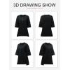 imageSHEWIN Womens Fashion Oversized T Shirts Casual Short Sleeve Reverse Seam Sweatshirt Button Down Summer Tops TeesA Black