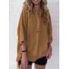 imageSHEWIN Womens Fashion Oversized T Shirts Casual Short Sleeve Reverse Seam Sweatshirt Button Down Summer Tops TeesA Chestnut
