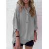 imageSHEWIN Womens Fashion Oversized T Shirts Casual Short Sleeve Reverse Seam Sweatshirt Button Down Summer Tops TeesA Gray
