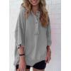 imageSHEWIN Womens Fashion Oversized T Shirts Casual Short Sleeve Reverse Seam Sweatshirt Button Down Summer Tops TeesA Gray