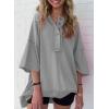 imageSHEWIN Womens Fashion Oversized T Shirts Casual Short Sleeve Reverse Seam Sweatshirt Button Down Summer Tops TeesA Gray