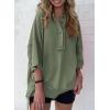 imageSHEWIN Womens Fashion Oversized T Shirts Casual Short Sleeve Reverse Seam Sweatshirt Button Down Summer Tops TeesA Jungle Green