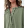imageSHEWIN Womens Fashion Oversized T Shirts Casual Short Sleeve Reverse Seam Sweatshirt Button Down Summer Tops TeesA Jungle Green