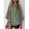 imageSHEWIN Womens Fashion Oversized T Shirts Casual Short Sleeve Reverse Seam Sweatshirt Button Down Summer Tops TeesA Jungle Green